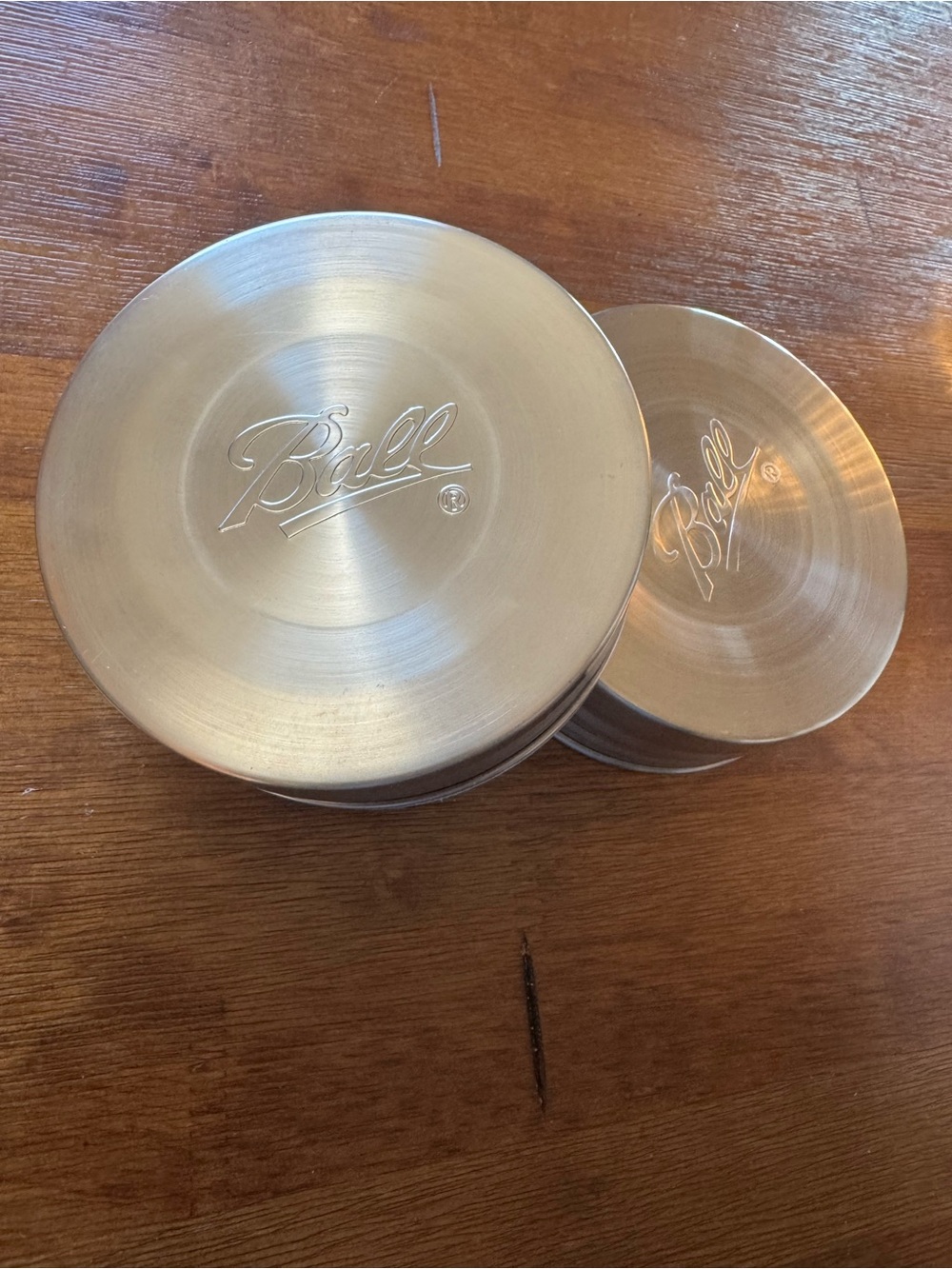 2 new Ball Mason Storage Jar Brushed Metal replacement Lids only